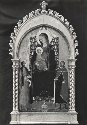 Jacquier — Maestro del 1419 - sec. XV - Madonna con Bambino in trono tra san Giovanni Battista e san Giuliano l'Ospedaliere — insieme